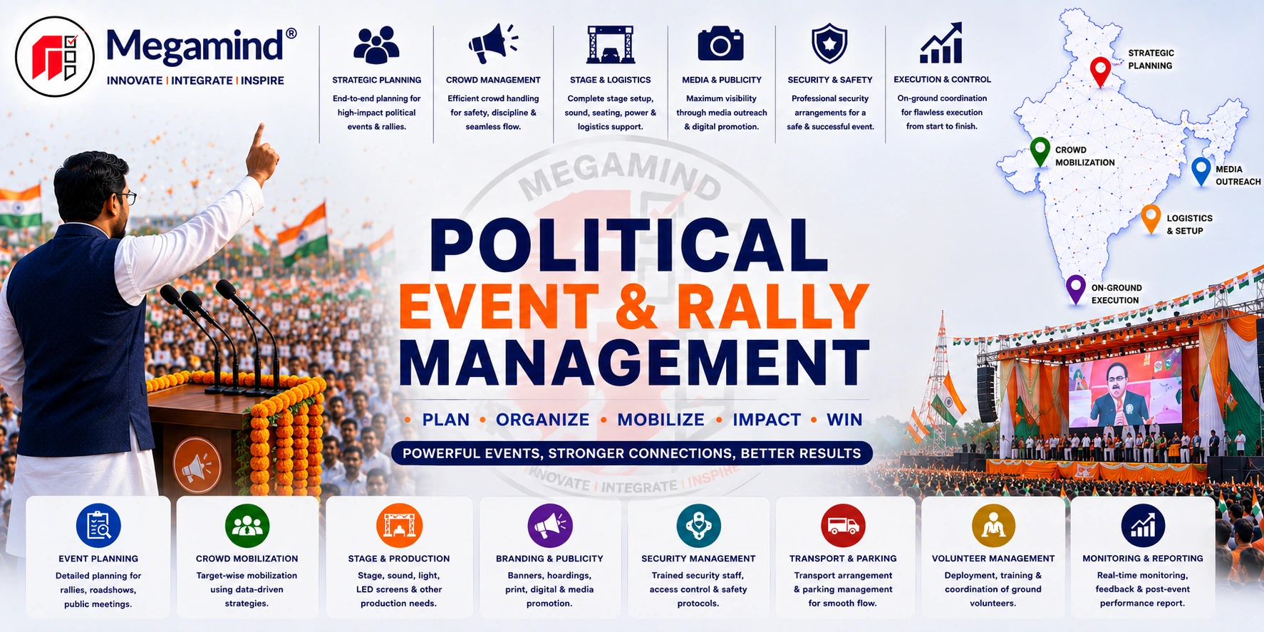 Political Event and Rally Management Services in India by Megamind
